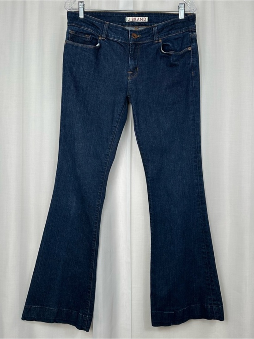 J Brand Lovestory Flare Jeans 31 Pure Dark Wash Low Rise Boho 722C032